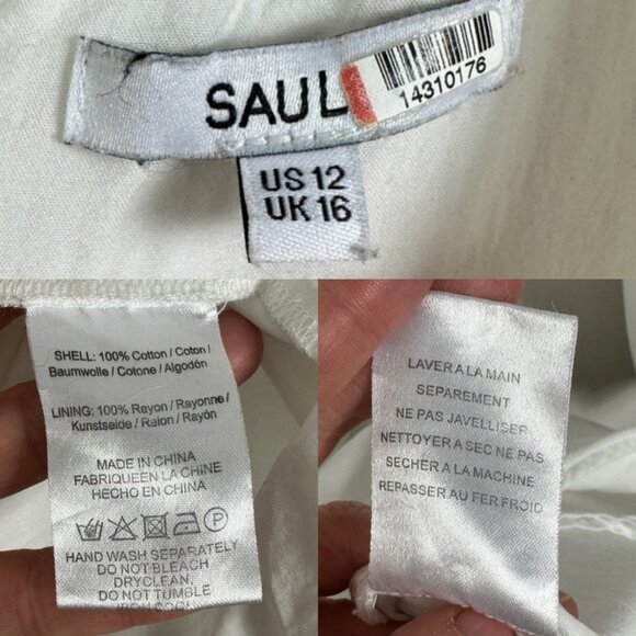 Sau Lee Jolene One Shoulder Dress White Size 12 Revolve Puff Sleeve Cut Out Boho - Picture 11 of 16